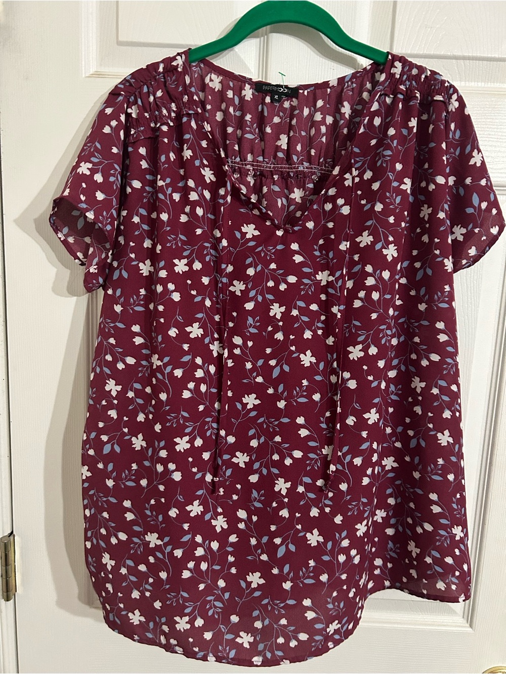 Papermoon Burgundy Floral Peasant Blouse